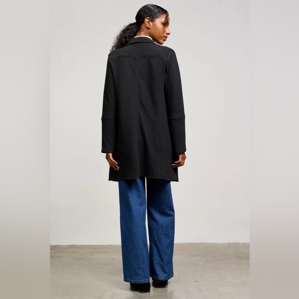 Black Ribbed Open Front Cardigan - Picture 2 of 9